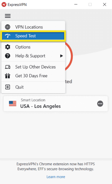 Launch the ExpressVPN for Windows speed test.