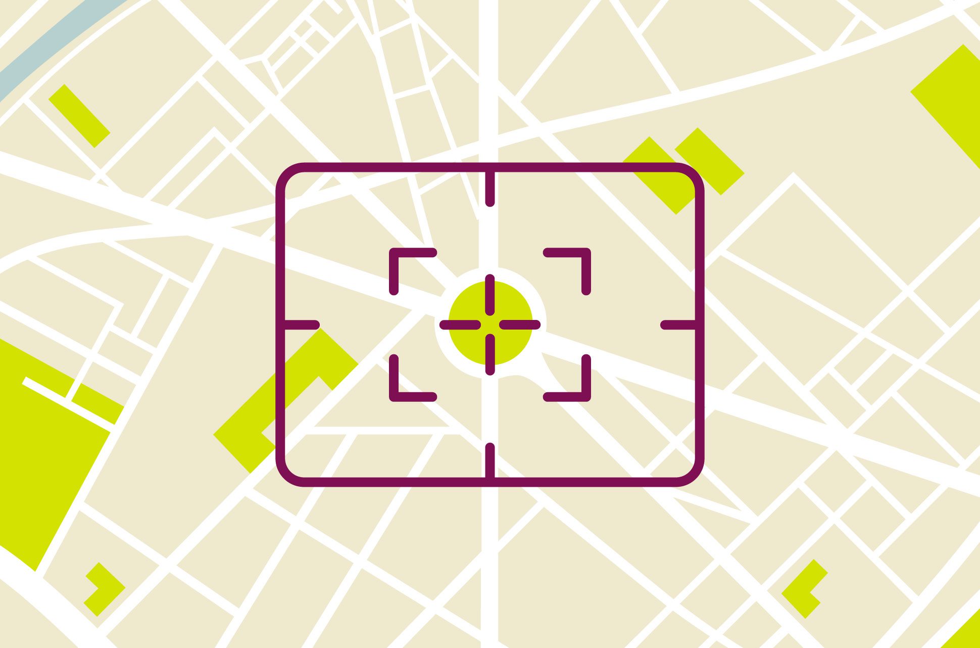 Map with crosshairs.