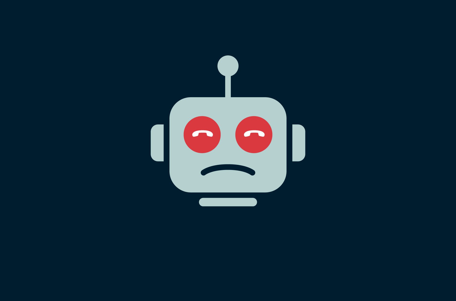 Roboter mit Rufsymbolen als Augen.