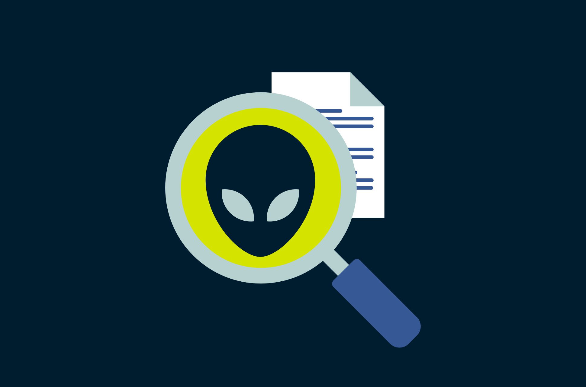 An alien inside a magnifying glass.