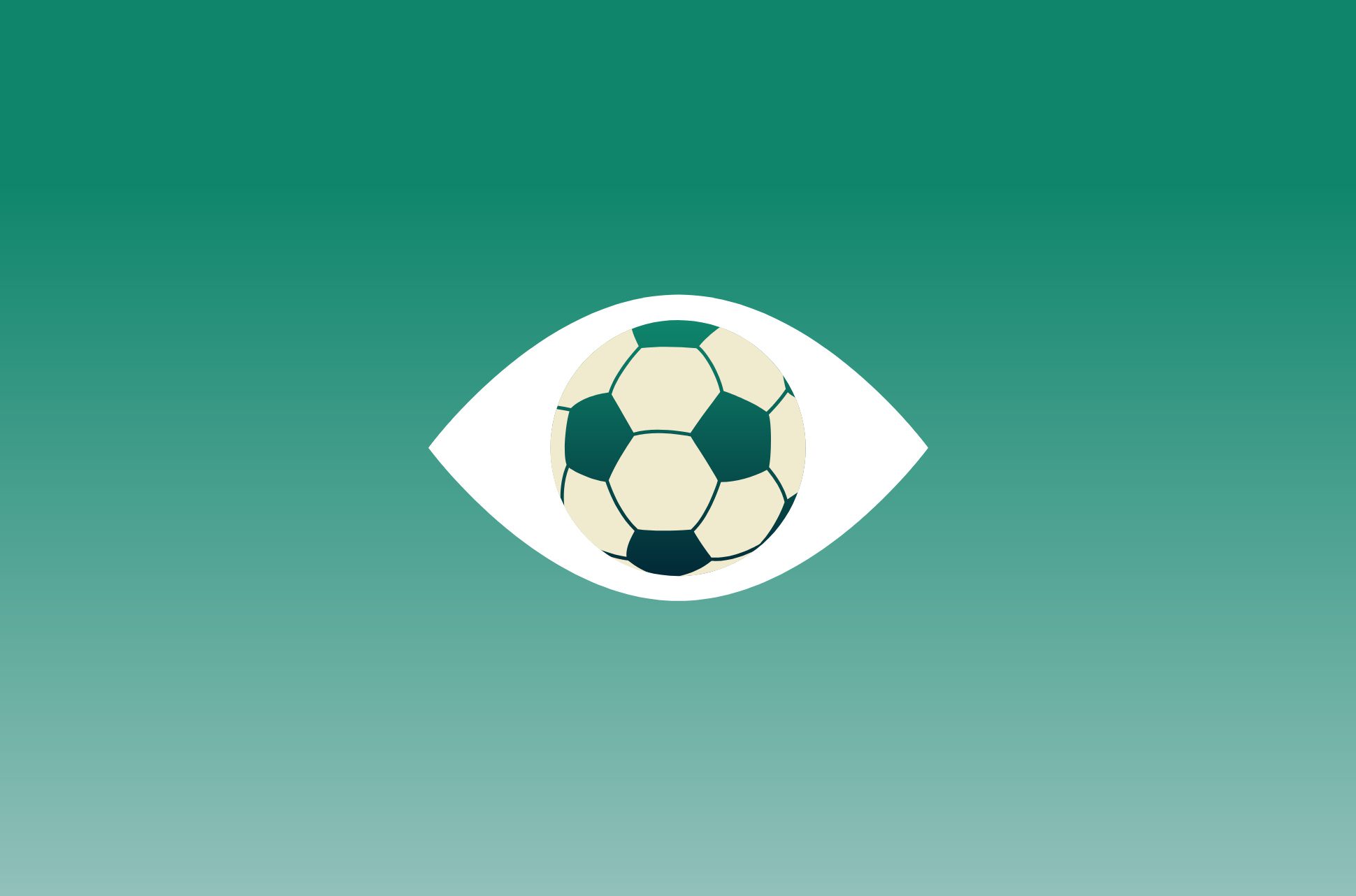 An eye with a soccer ball.