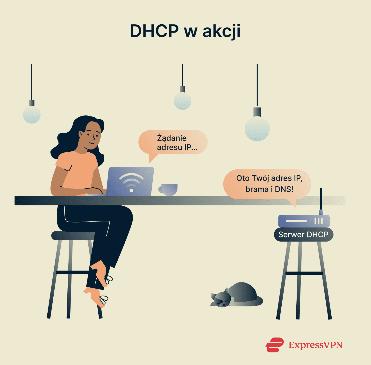 Illustration showing DHCP in action.