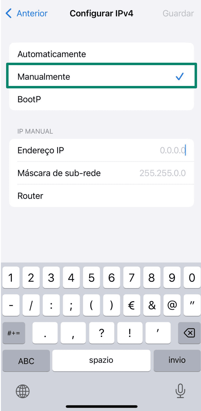 Configure IPv4 settings manually on iOS