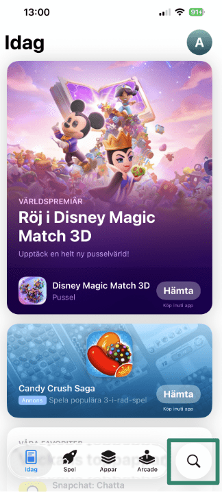 Accessing the App Store on iOS.