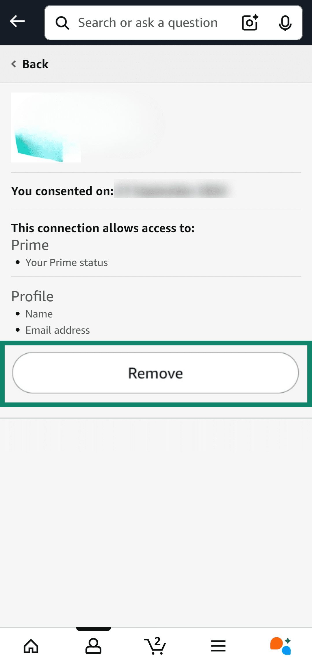 Removing app access to Amazon amount data.