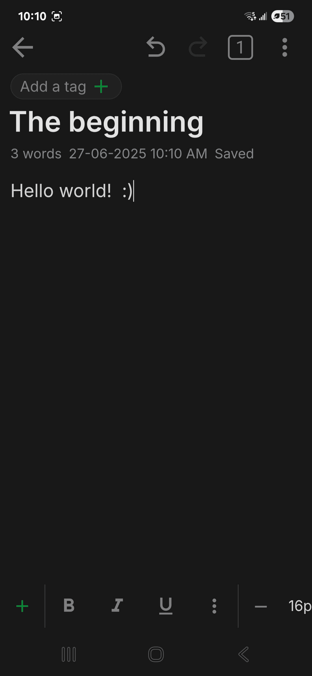 Notesnook app on Android with a notes page open.