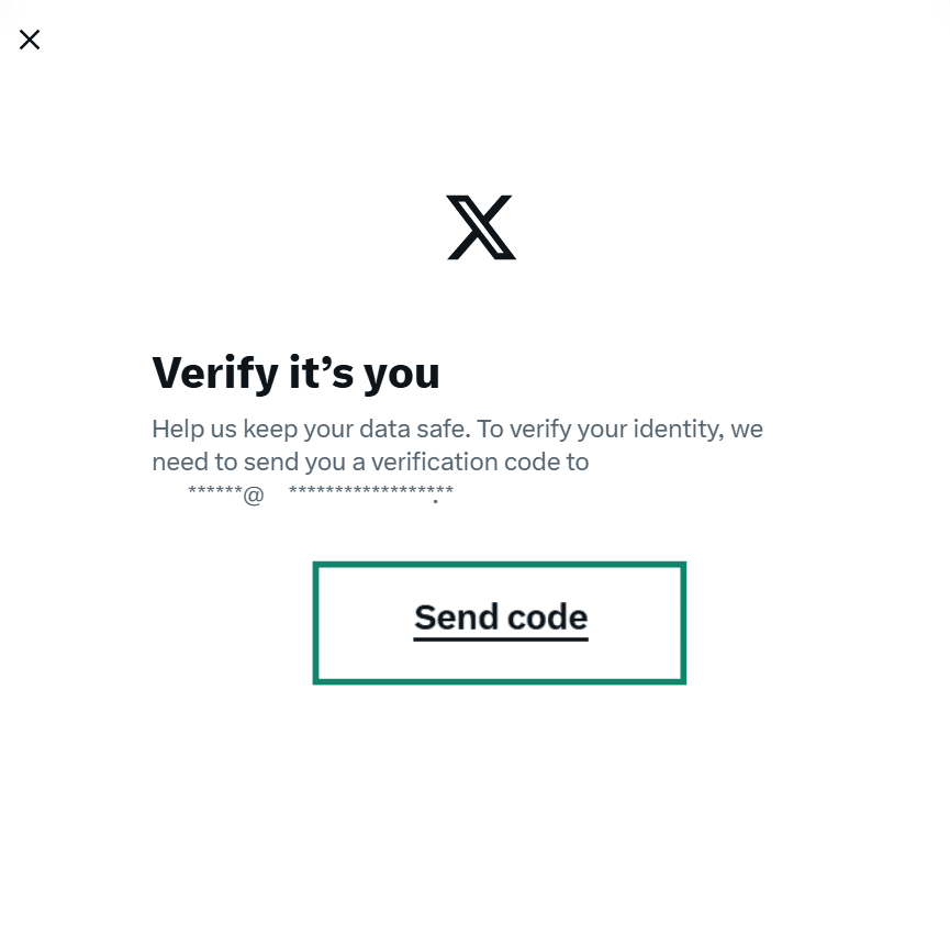 The X identity verification screen titled 