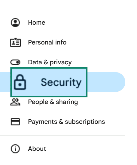 The Gmail settings menu. The