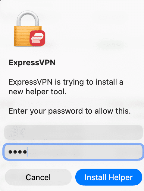 The Install Helper prompt on Mac.