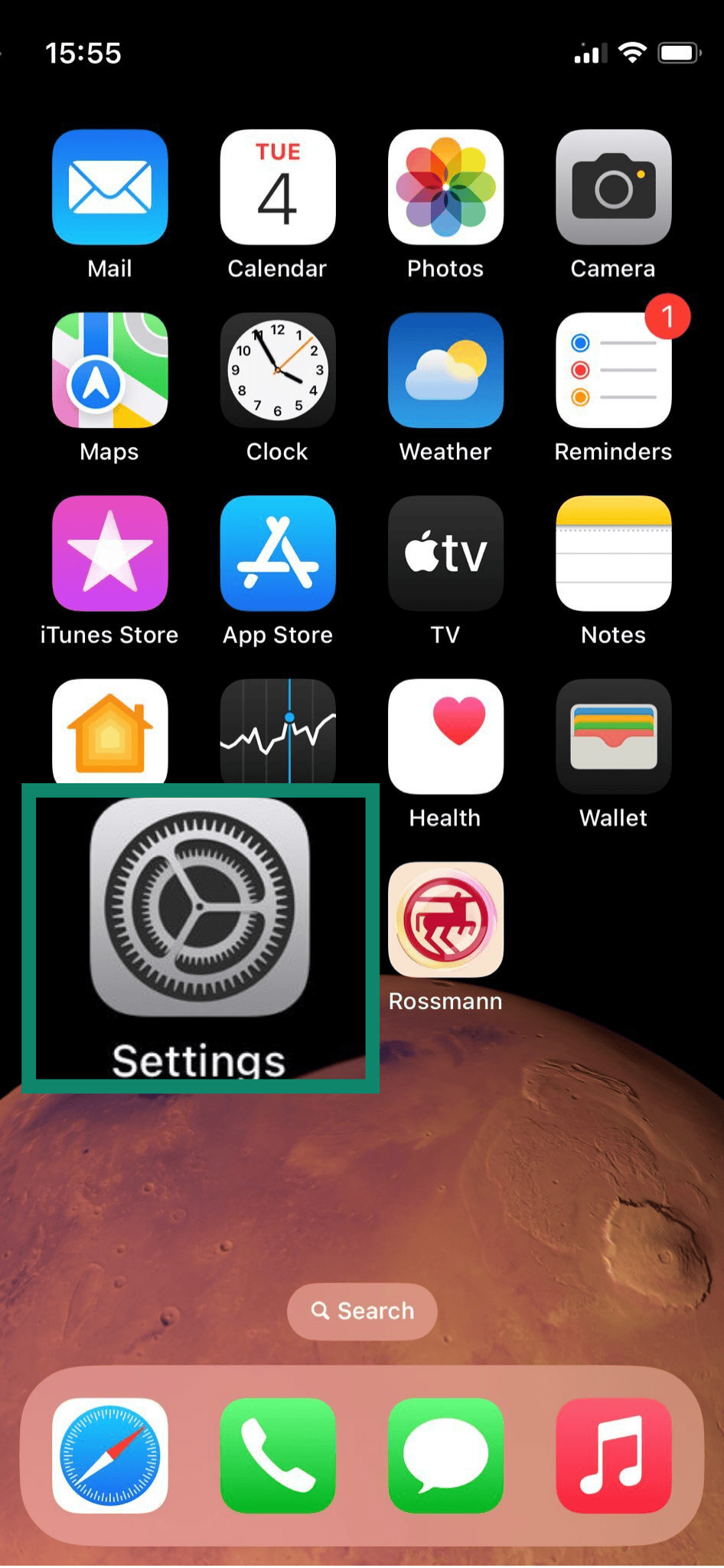 iPhone home screen.
