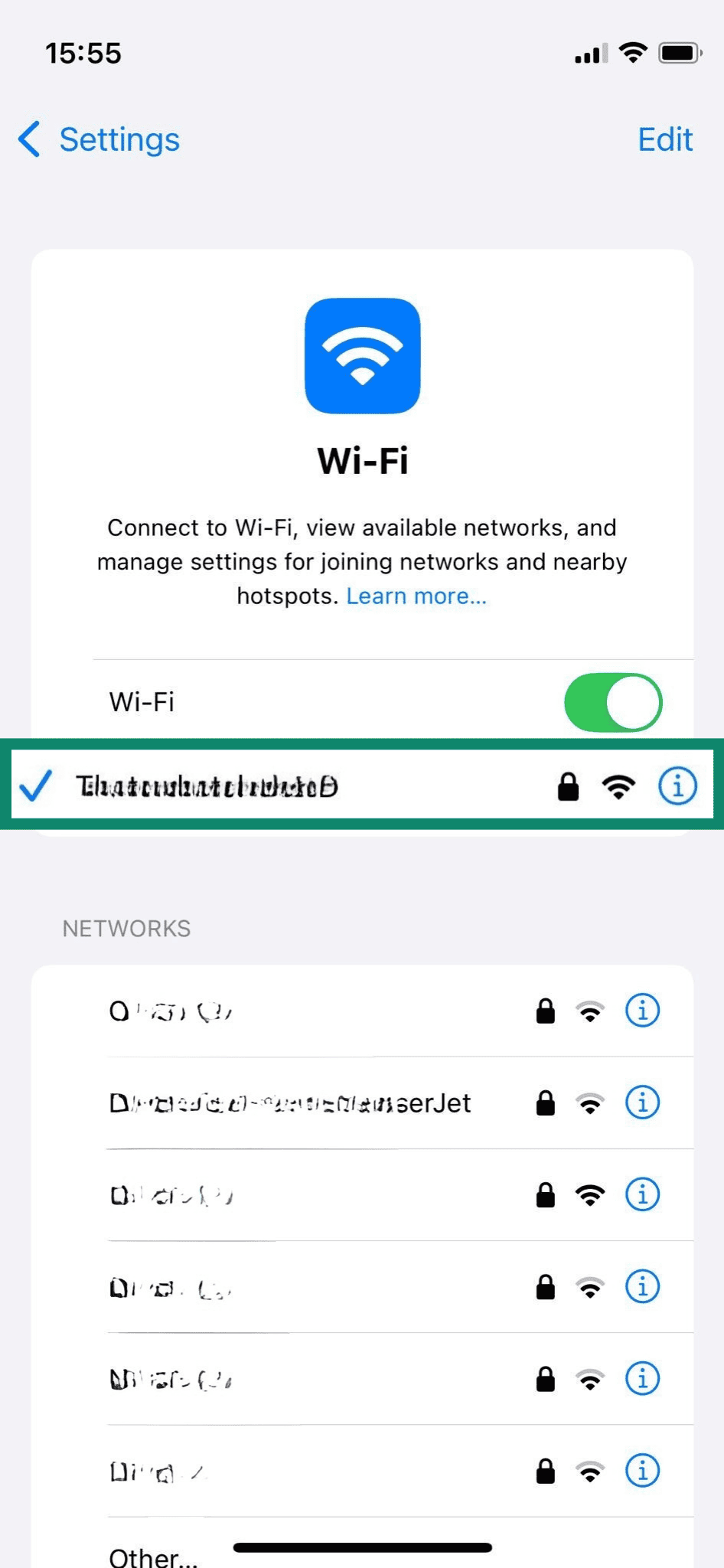iPhone Wi-Fi screen.