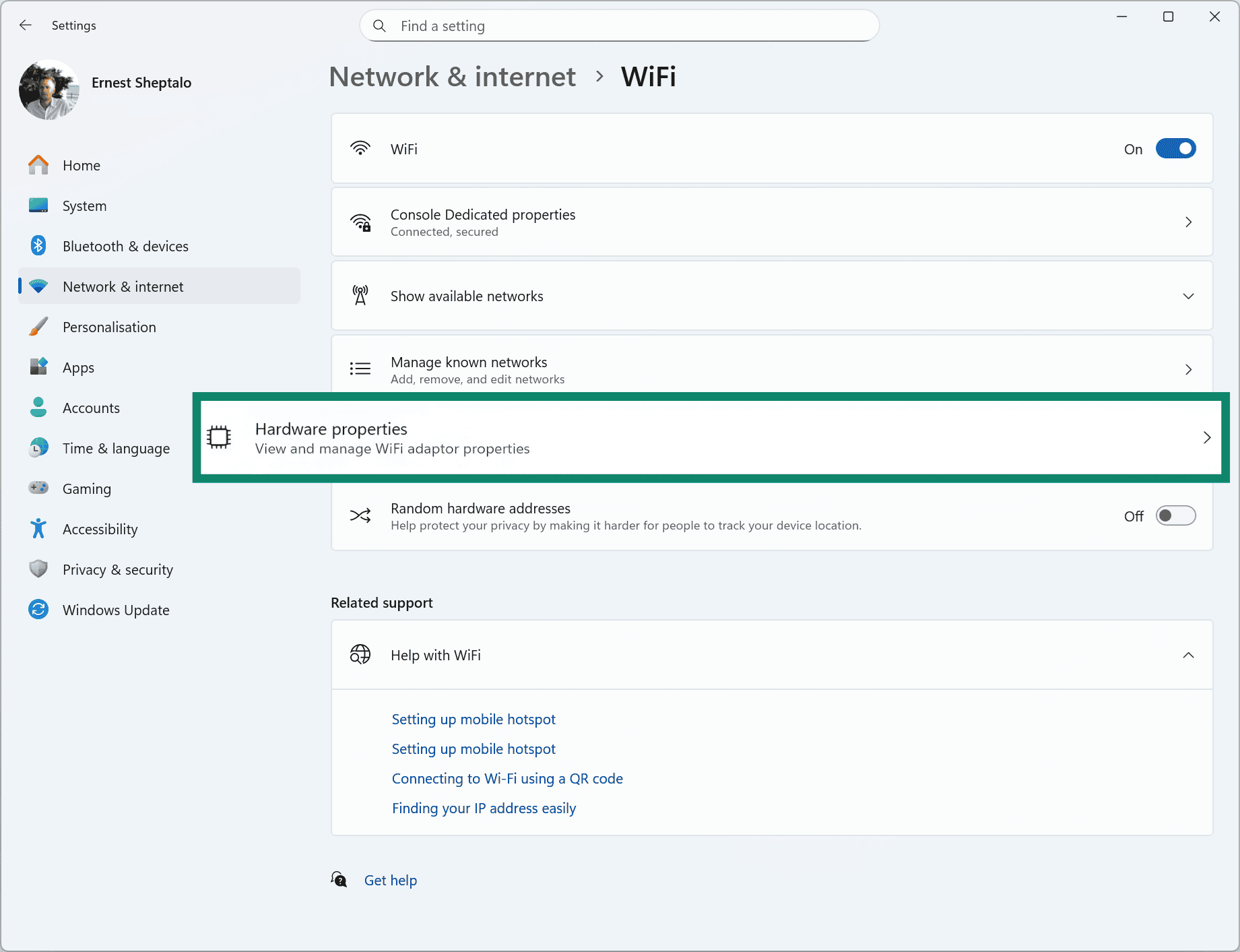 Windows 11 Wi-Fi menu.