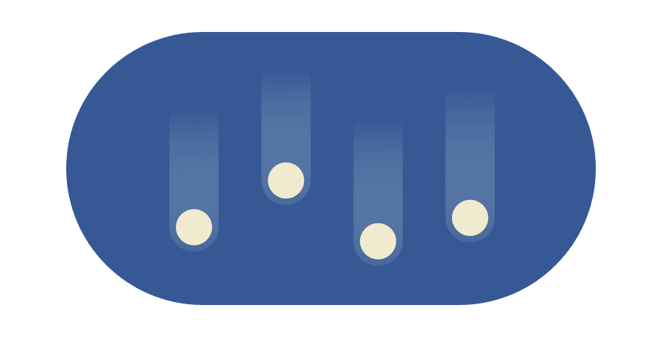 Vier fallende Punkte.