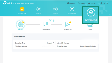 The Advanced settings of the TP-Link router.