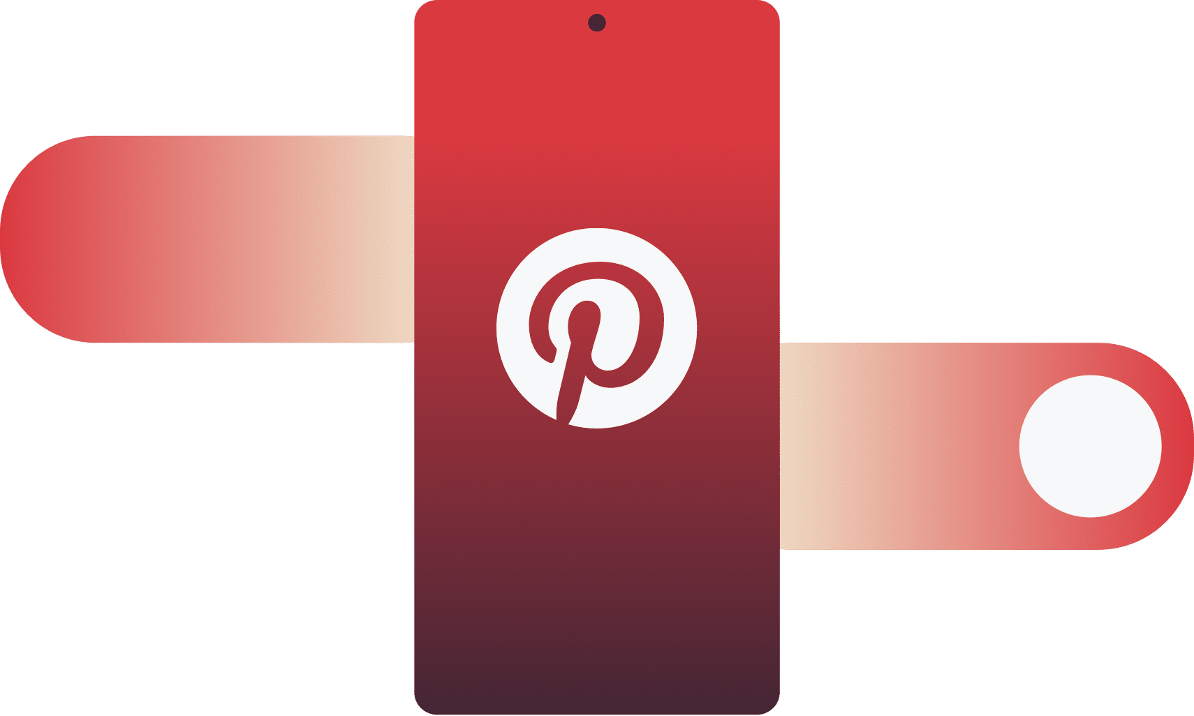 Pinterest-Logo auf einem mobilen Gerät mit durchgehender Wischgeste.