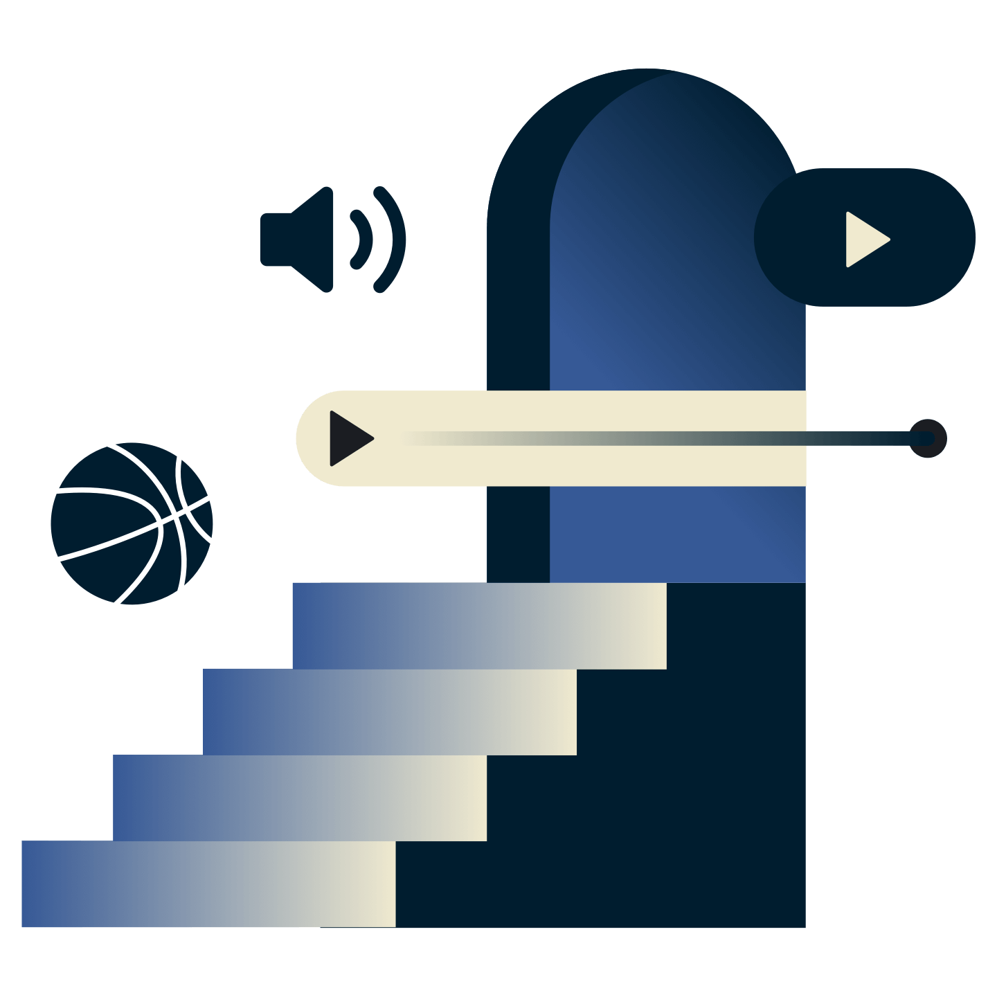 Inhalte von überall aus schauen: Treppen zu einer offenen Tür, die den Zugang repräsentiert. 