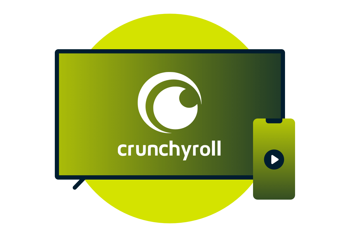 Pantalla de televisión con el logotipo de Crunchyroll.