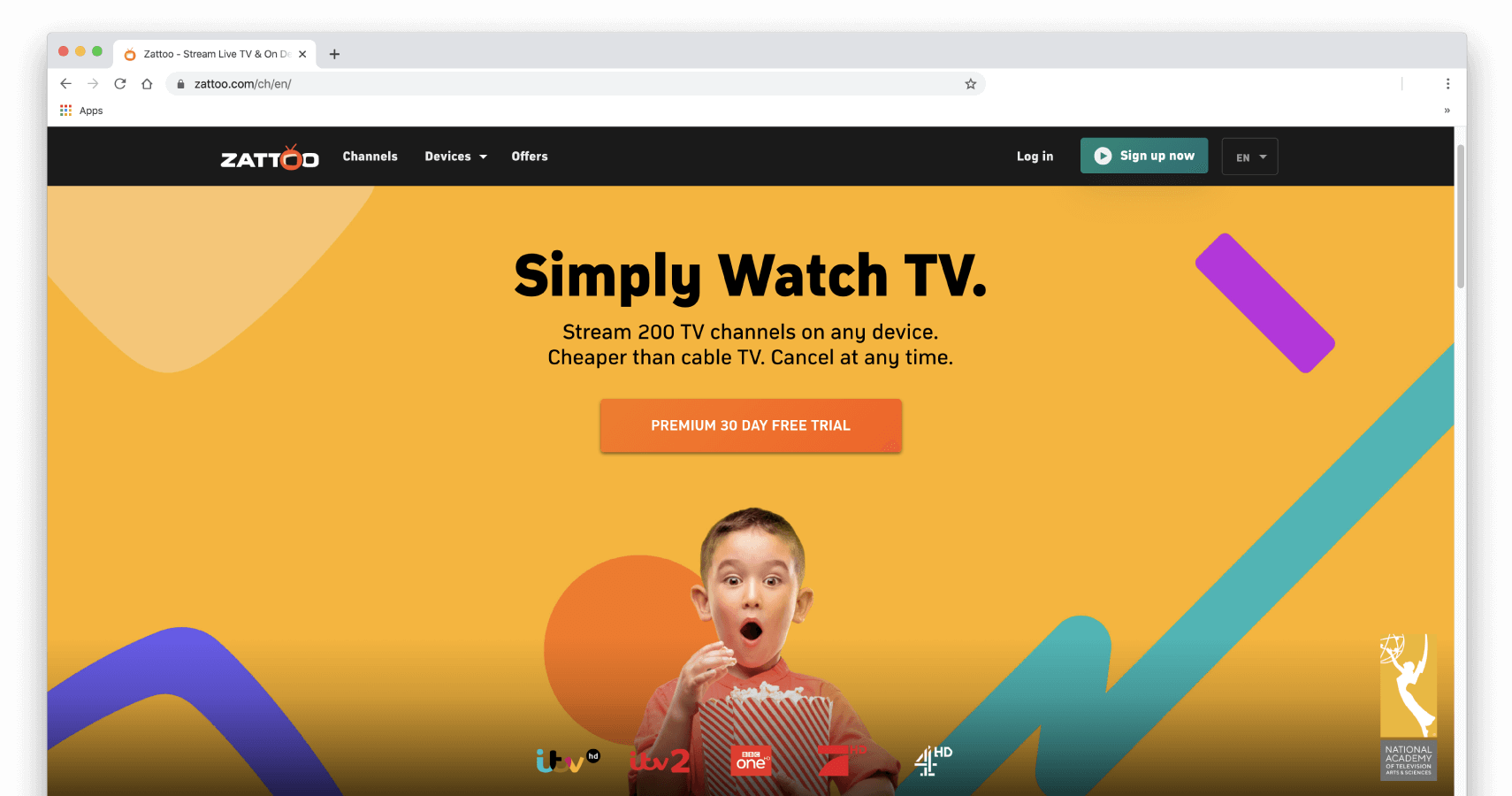 Pantallazos de la páginas de inicio de Zattoo.