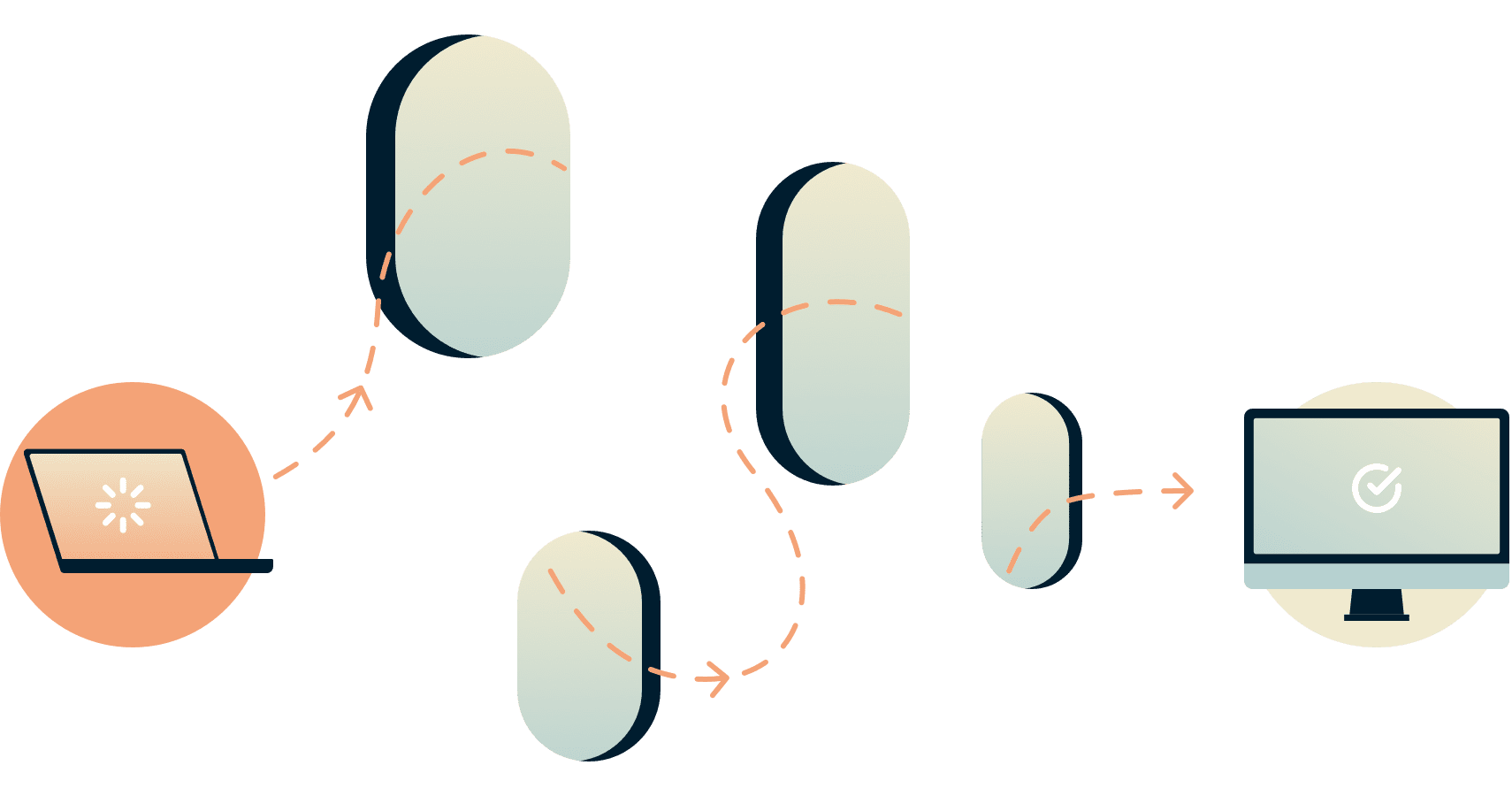 Laptop-Verbindung, die durch verschiedene Löcher zu einem anderen Computer führt.