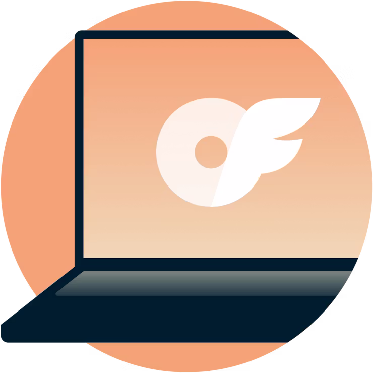 Laptop with OnlyFans logo.