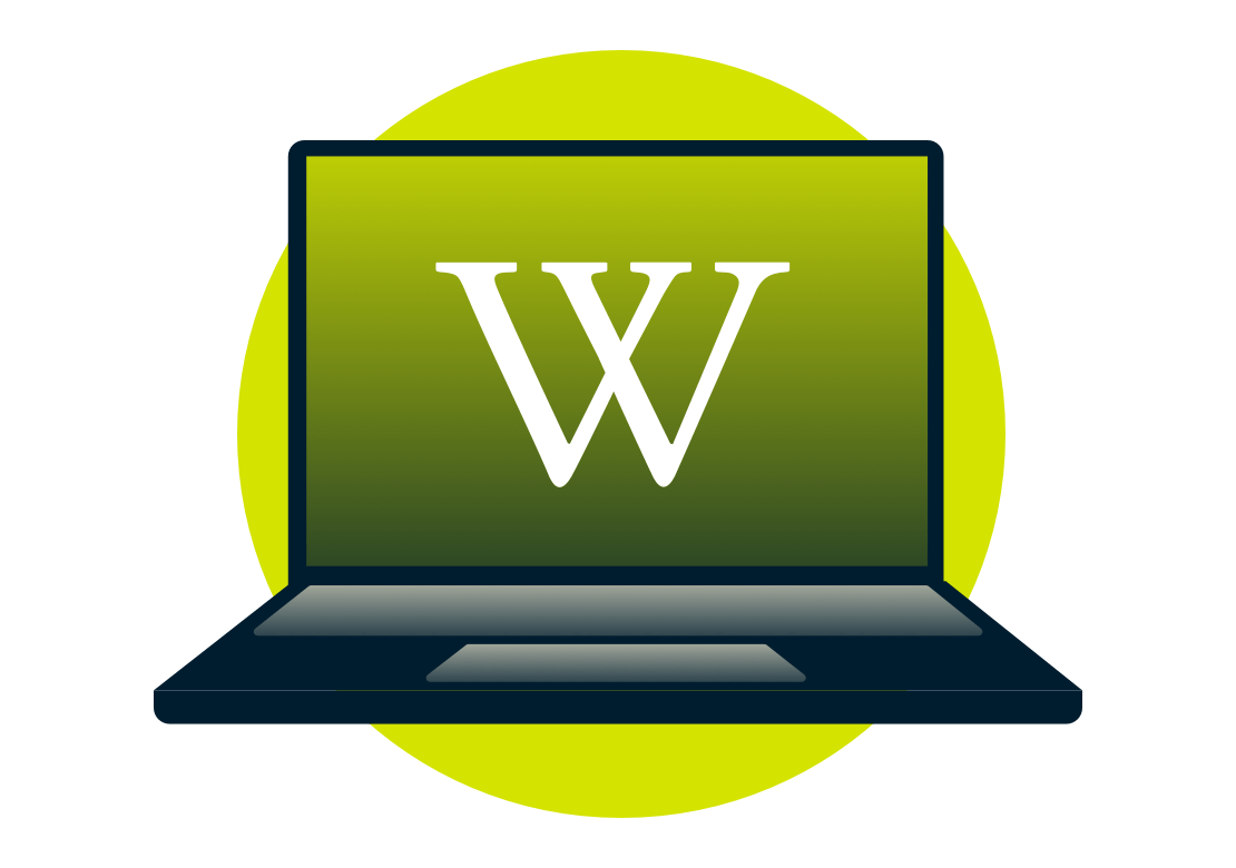 Das Wikipedia-Logo auf einem Laptop-Bildschirm.