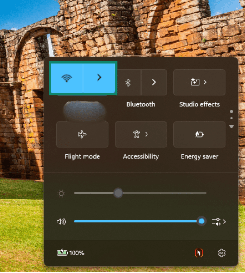 Wi-FI connection icon on Windows 11