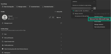 How to remove an extension on Microsoft Edge.