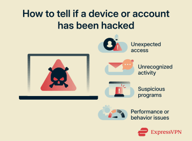 Common signs that a device or account may have been hacked.